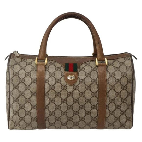 GUCCI GG Supreme Web Sherry Line Bag PVC Beige Gold 111 02 007 Auth bs29491 - Picture 14 of 16